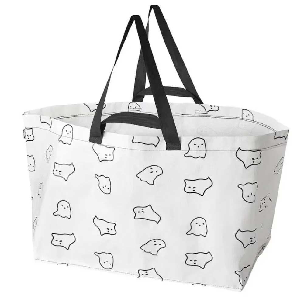 IKEA  Ghost Halloween Print Shopping Bag KUSTFYR  Large Unisex White 19 Gallon